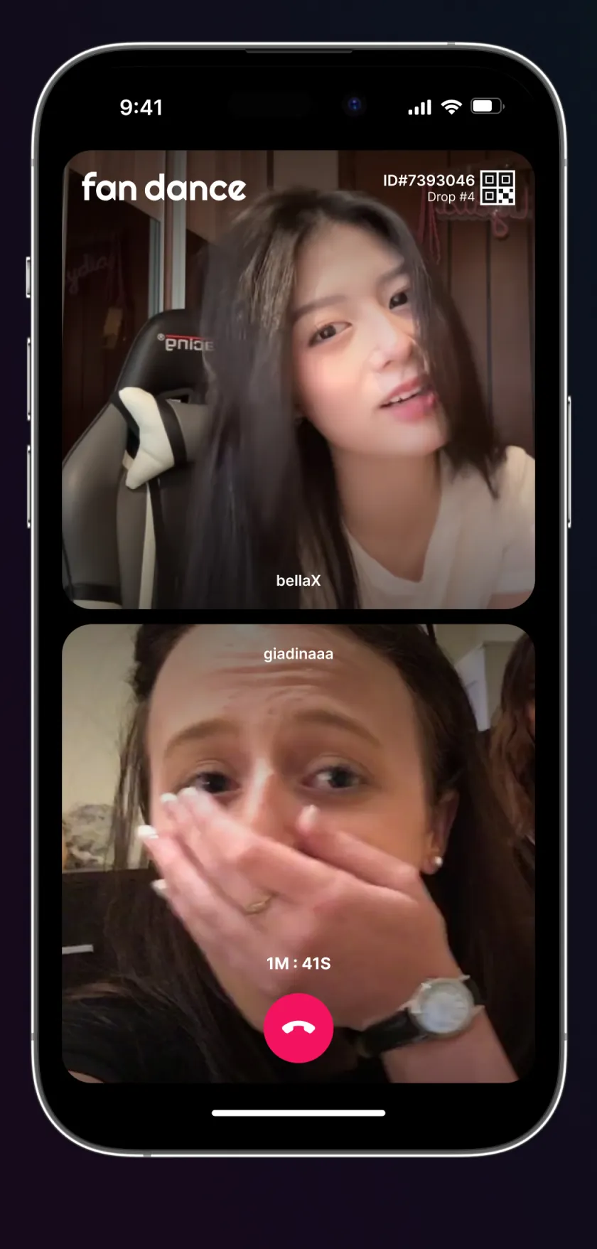 fan dance — verified 1-on-1 video call with ID and QR