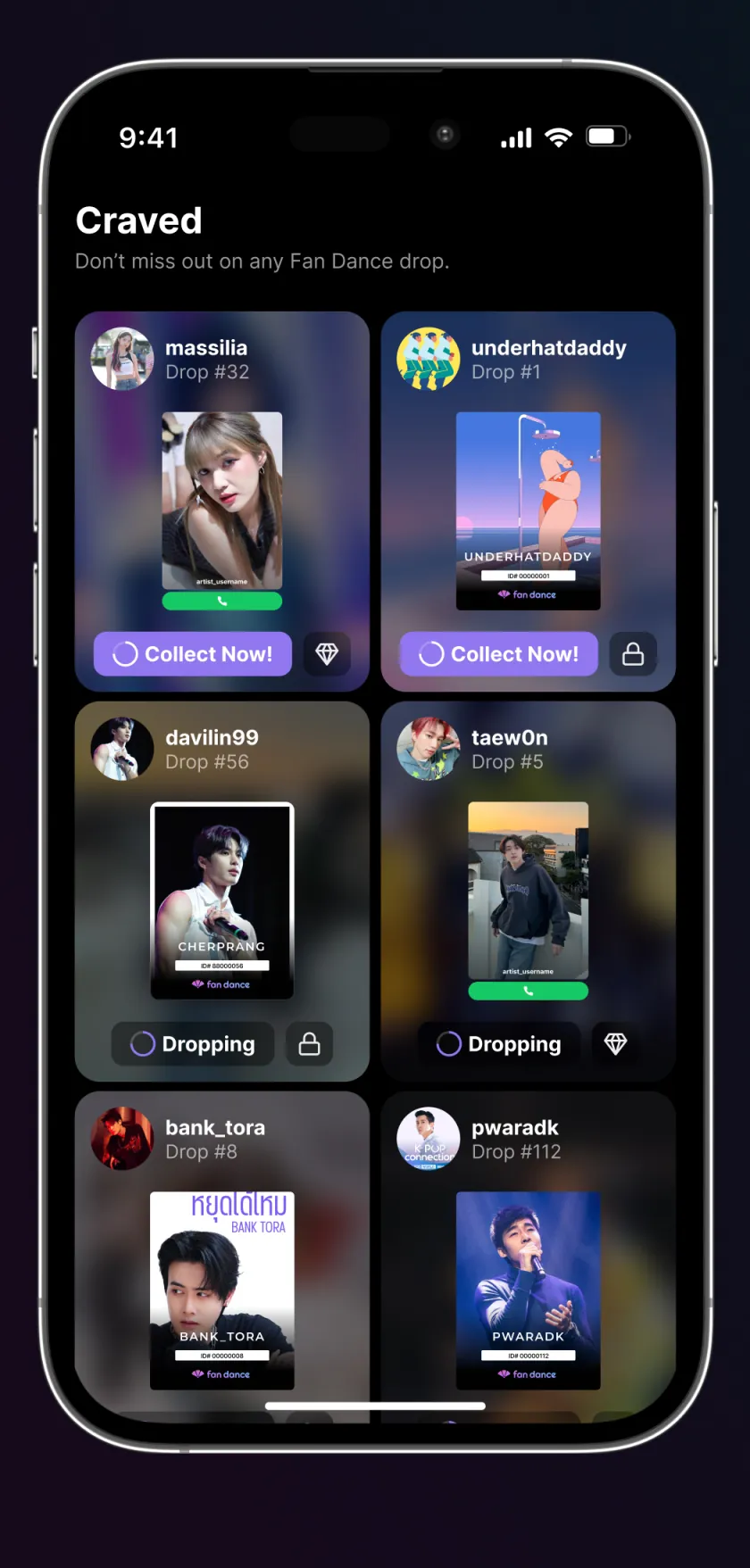 fan dance — numbered collectible cards dropping